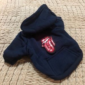 Rolling Stone glitter sequin dog sweatshirt hoodie music bands rock roll lips